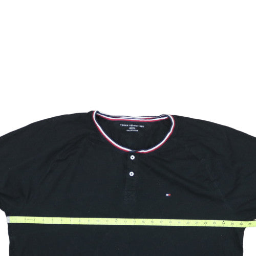 Tommy Hilfiger Men's Black 3XL Short Sleeve Henley Cotton T-Shirt