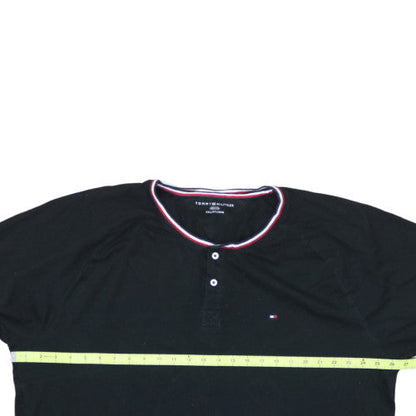 Tommy Hilfiger Men's Black 3XL Short Sleeve Henley Cotton T-Shirt