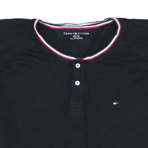 Tommy Hilfiger Men's Black 3XL Short Sleeve Henley Cotton T-Shirt