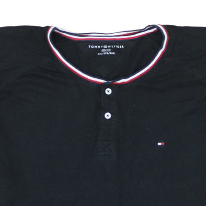 Tommy Hilfiger Men's Black 3XL Short Sleeve Henley Cotton T-Shirt