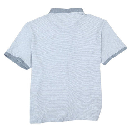 Calvin Klein Men’s Grey Striped Polo Shirt Size L Lightweight Cotton