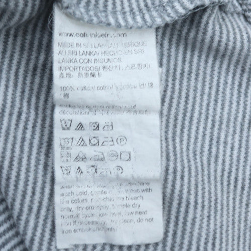 Calvin Klein Men’s Grey Striped Polo Shirt Size L Lightweight Cotton