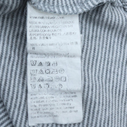 Calvin Klein Men’s Grey Striped Polo Shirt Size L Lightweight Cotton