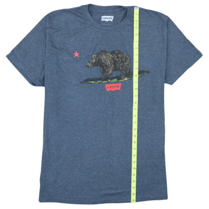 Levi's Men's Blue Graphic Bear T-Shirt XL Crew Neck Cotton Blend