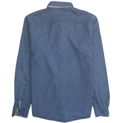Tommy Hilfiger Men’s Blue Cotton Long Sleeve Button-Up Shirt Size M