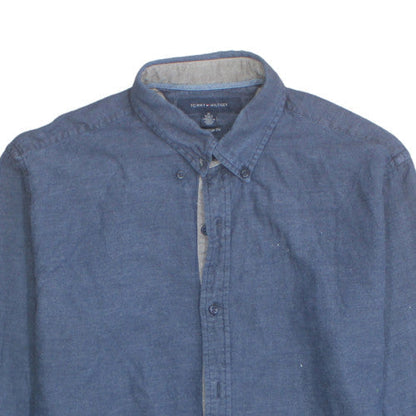 Tommy Hilfiger Men’s Blue Cotton Long Sleeve Button-Up Shirt Size M