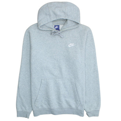 Nike Men Grey Pullover Hoodie M Fleece Logo Sweatshirt