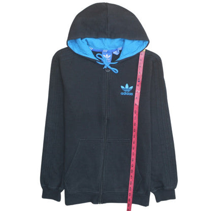 Adidas Mens Black XL Full Zip Hooded Sweatshirt with Blue Logo