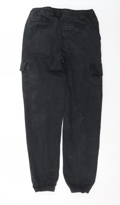 Denim Co Men Black Cargo Straight Fit Jogger Trousers Size S