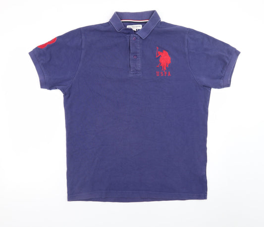 U.S. Polo Assn. Men's Blue Cotton Embroidered Polo Shirt Size L