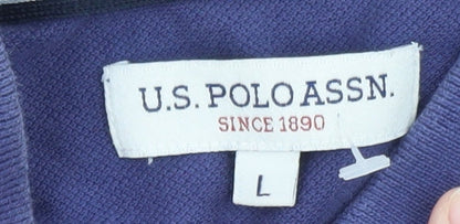 U.S. Polo Assn. Men's Blue Cotton Embroidered Polo Shirt Size L