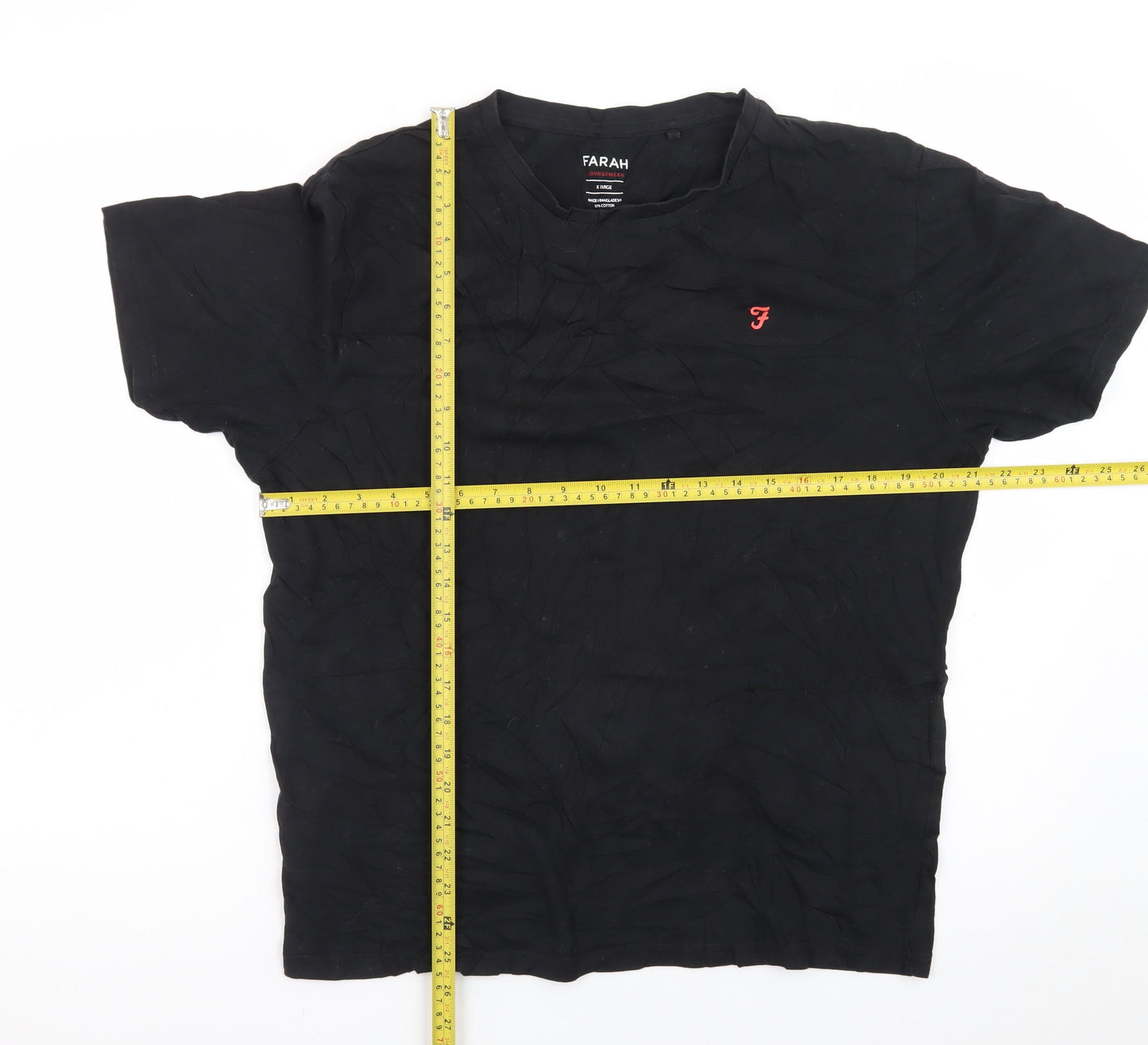 Farah Men's Black Crew Neck Cotton Loungewear T-Shirt XL