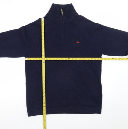 Aubin Men's Blue Wool Blend Half Zip Jumper Size L