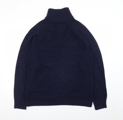 Aubin Men's Blue Wool Blend Half Zip Jumper Size L