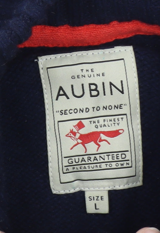 Aubin Men's Blue Wool Blend Half Zip Jumper Size L