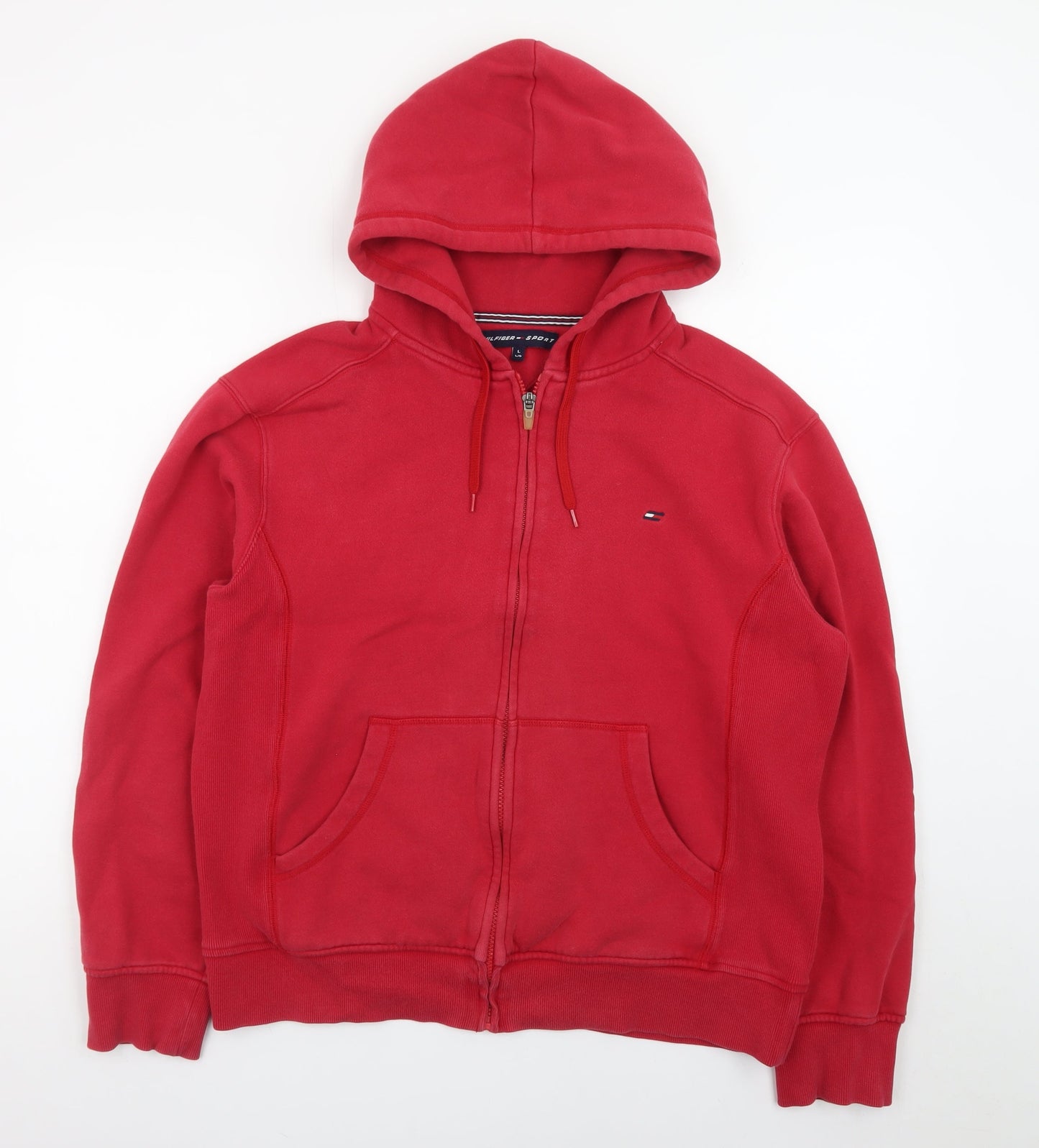 Tommy Hilfiger Men’s Red Full Zip Hoodie L Hooded Sweatshirt