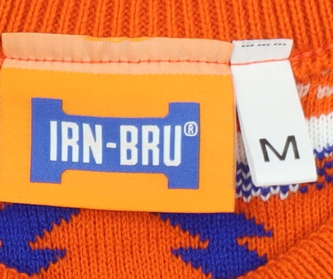 IRN-BRU Men's Orange Christmas Pullover Jumper Size M Festive Knitwear
