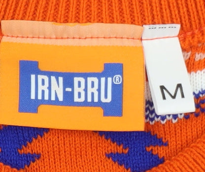 IRN-BRU Men's Orange Christmas Pullover Jumper Size M Festive Knitwear