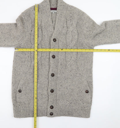 Ted Baker Men’s Grey Cable-Knit Wool Blend Cardigan XL