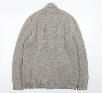 Ted Baker Men’s Grey Cable-Knit Wool Blend Cardigan XL