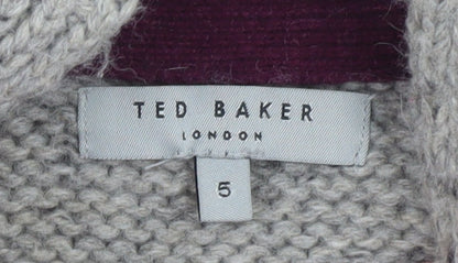 Ted Baker Men’s Grey Cable-Knit Wool Blend Cardigan XL