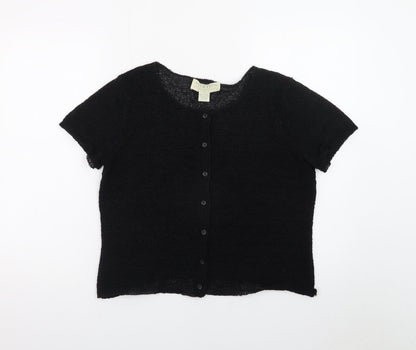 Norton McNaughton Womens Black Short Sleeve Knit Cardigan M