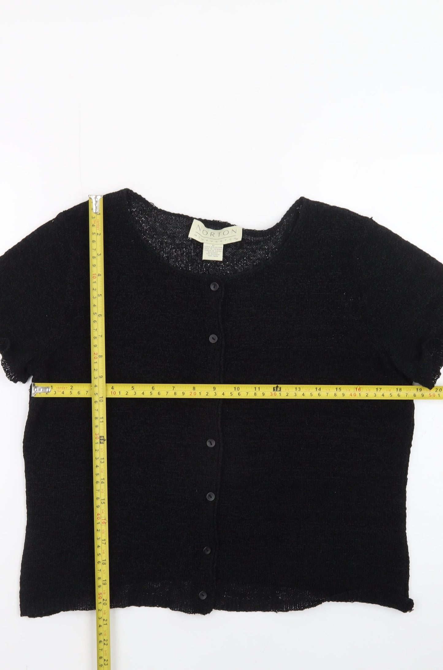 Norton McNaughton Womens Black Short Sleeve Knit Cardigan M