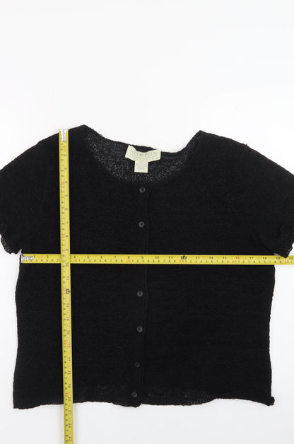 Norton McNaughton Womens Black Short Sleeve Knit Cardigan M
