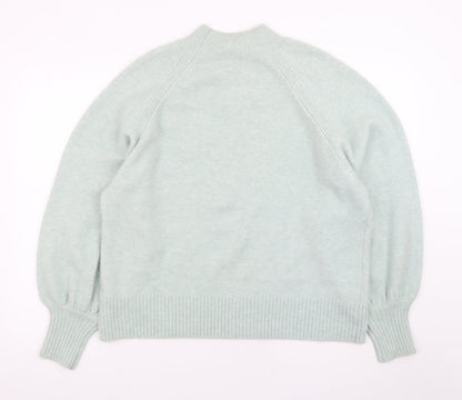 River Island Women's Green Beaded Mock Neck Jumper UK 14