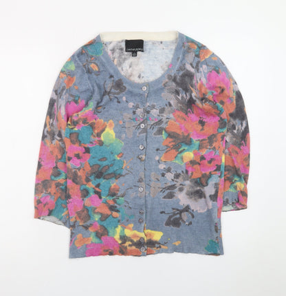 Cynthia Rowley Women Multicoloured Floral Wool Cashmere Cardigan Size 14