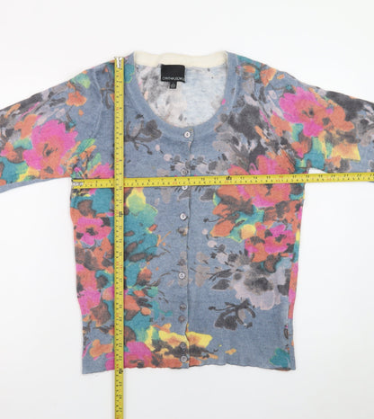Cynthia Rowley Women Multicoloured Floral Wool Cashmere Cardigan Size 14