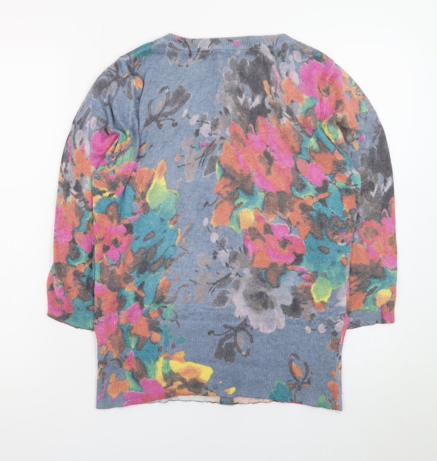 Cynthia Rowley Women Multicoloured Floral Wool Cashmere Cardigan Size 14