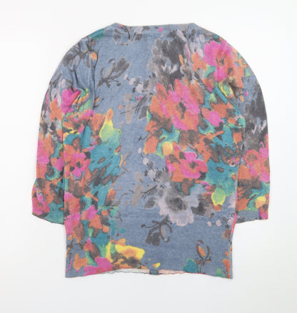 Cynthia Rowley Women Multicoloured Floral Wool Cashmere Cardigan Size 14
