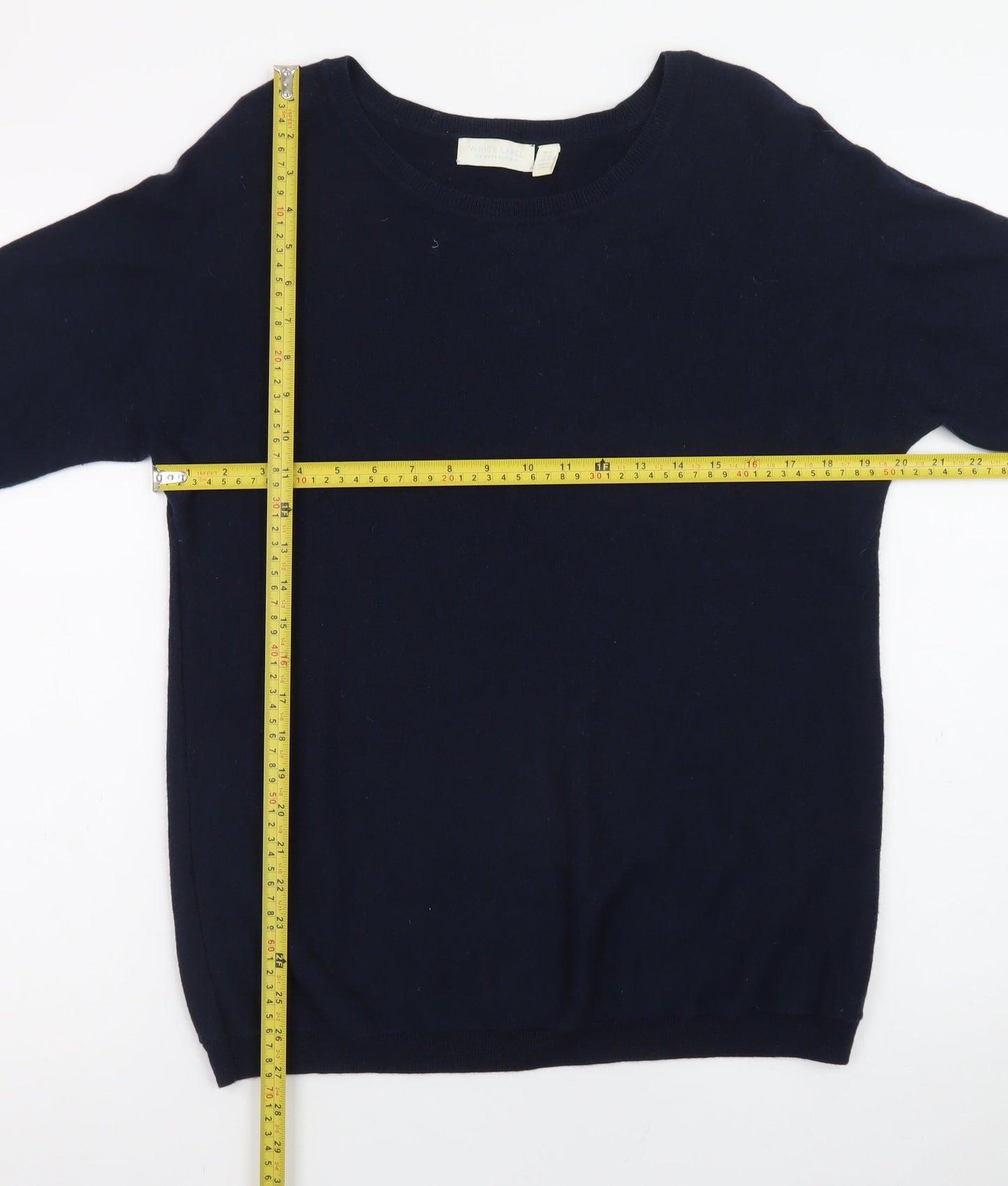The White Company Women's Blue Size 14 Wool Blend Crew Neck Jumper