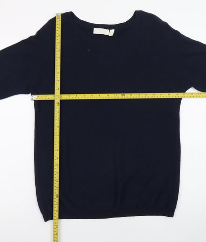 The White Company Women's Blue Size 14 Wool Blend Crew Neck Jumper
