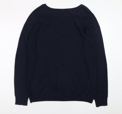 The White Company Women's Blue Size 14 Wool Blend Crew Neck Jumper