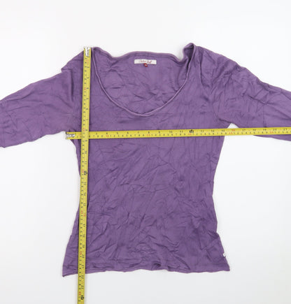 White Stuff Women's Purple Long Sleeve Cotton Scoop Neck Top Size 12