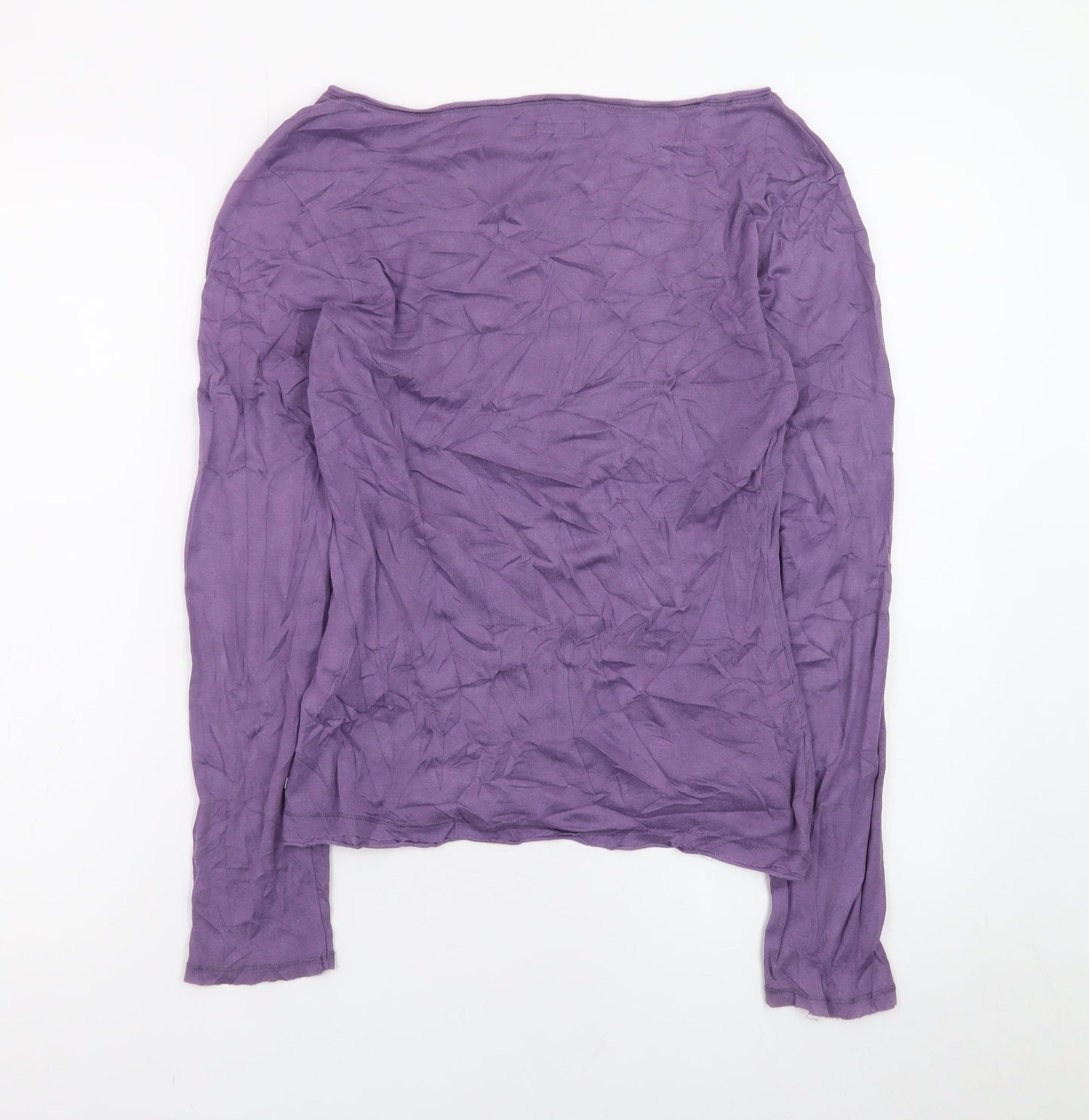 White Stuff Women's Purple Long Sleeve Cotton Scoop Neck Top Size 12