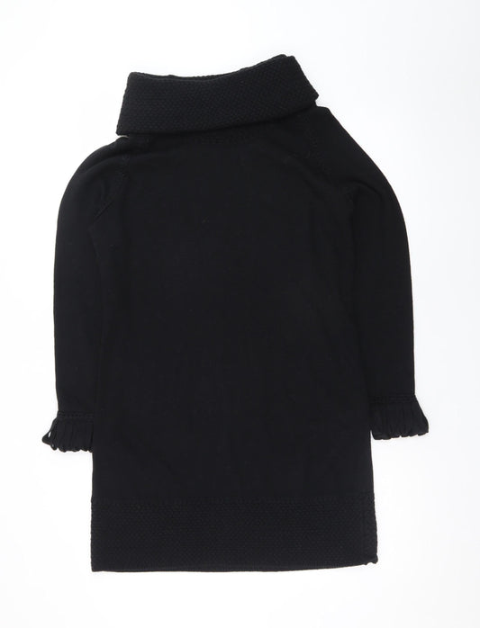 Marks and Spencer Women Black Size 16 Knit Jumper Dress Roll Neck