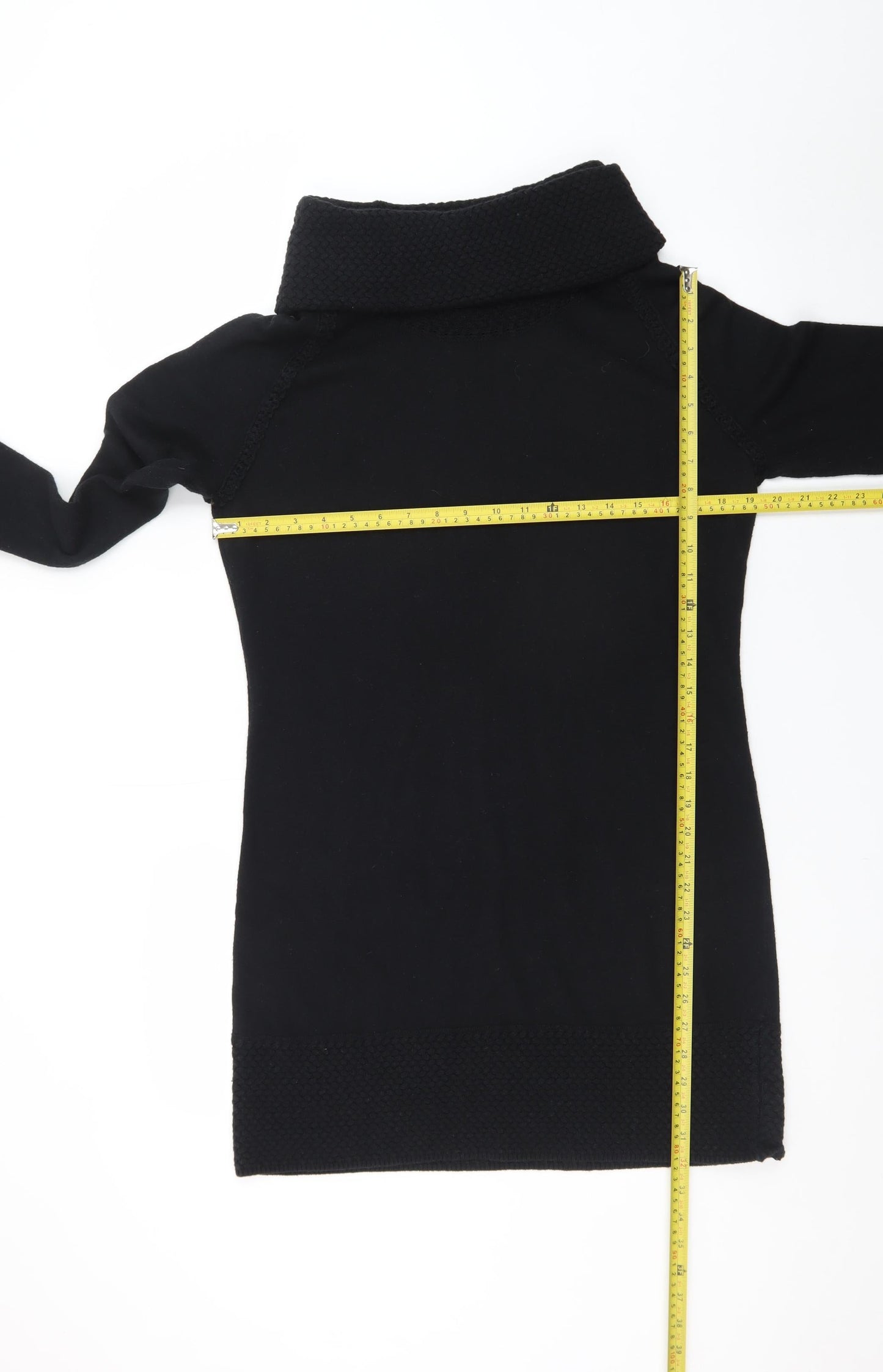 Marks and Spencer Women Black Size 16 Knit Jumper Dress Roll Neck