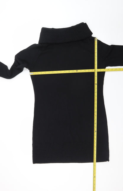 Marks and Spencer Women Black Size 16 Knit Jumper Dress Roll Neck