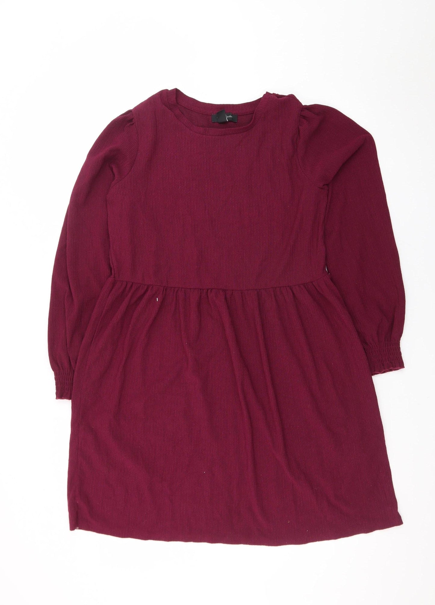 New Look Women Red Knee Length A-Line Dress Size 12 Long Sleeve