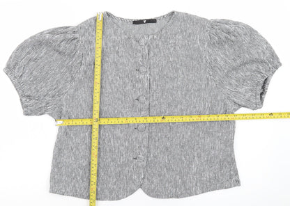 Very Womens Grey Check Short Sleeve Button Blazer Size 18