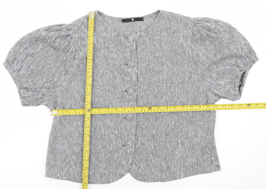 Very Womens Grey Check Short Sleeve Button Blazer Size 18