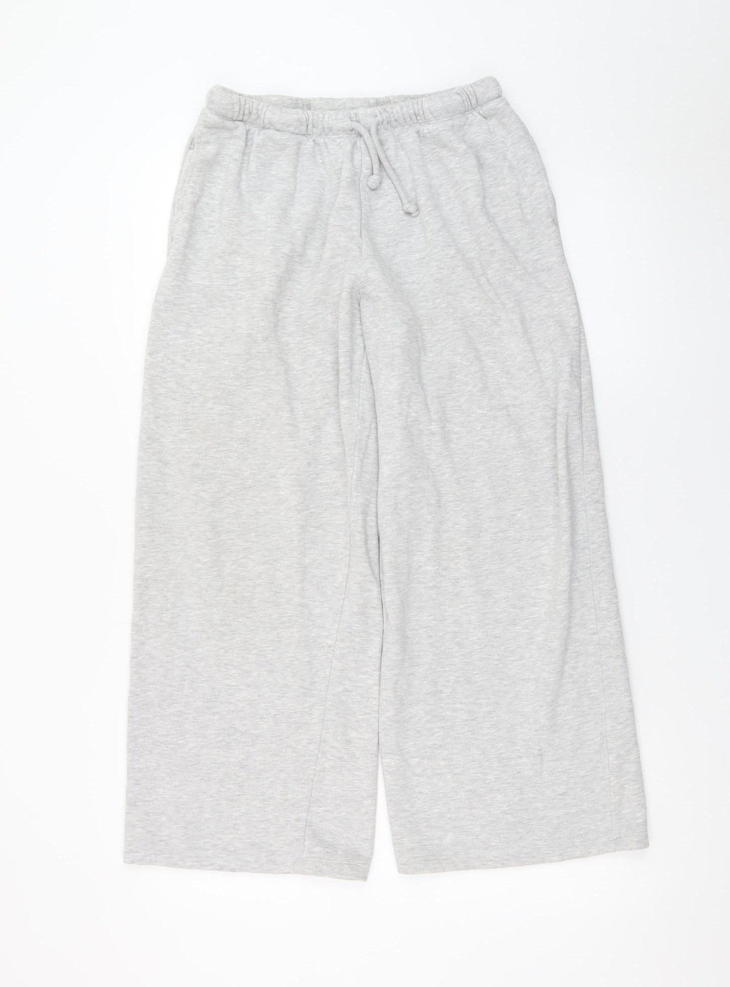 H&M Womens Grey Jersey Wide-Leg Sweatpants Size M
