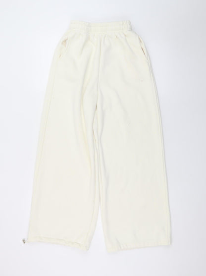 Jin. Women Ivory Fleece Jogger Trousers Size M Elastic Waist