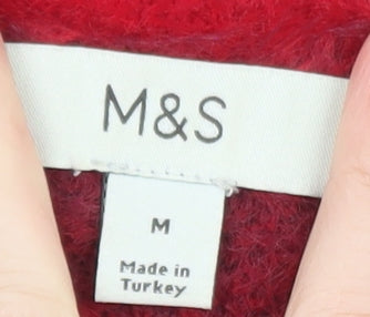 Marks and Spencer Women Red Argyle Knit Pullover Jumper M