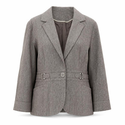 Bm Women’s Brown Linen Blend Blazer Jacket Size 14 Classic Style