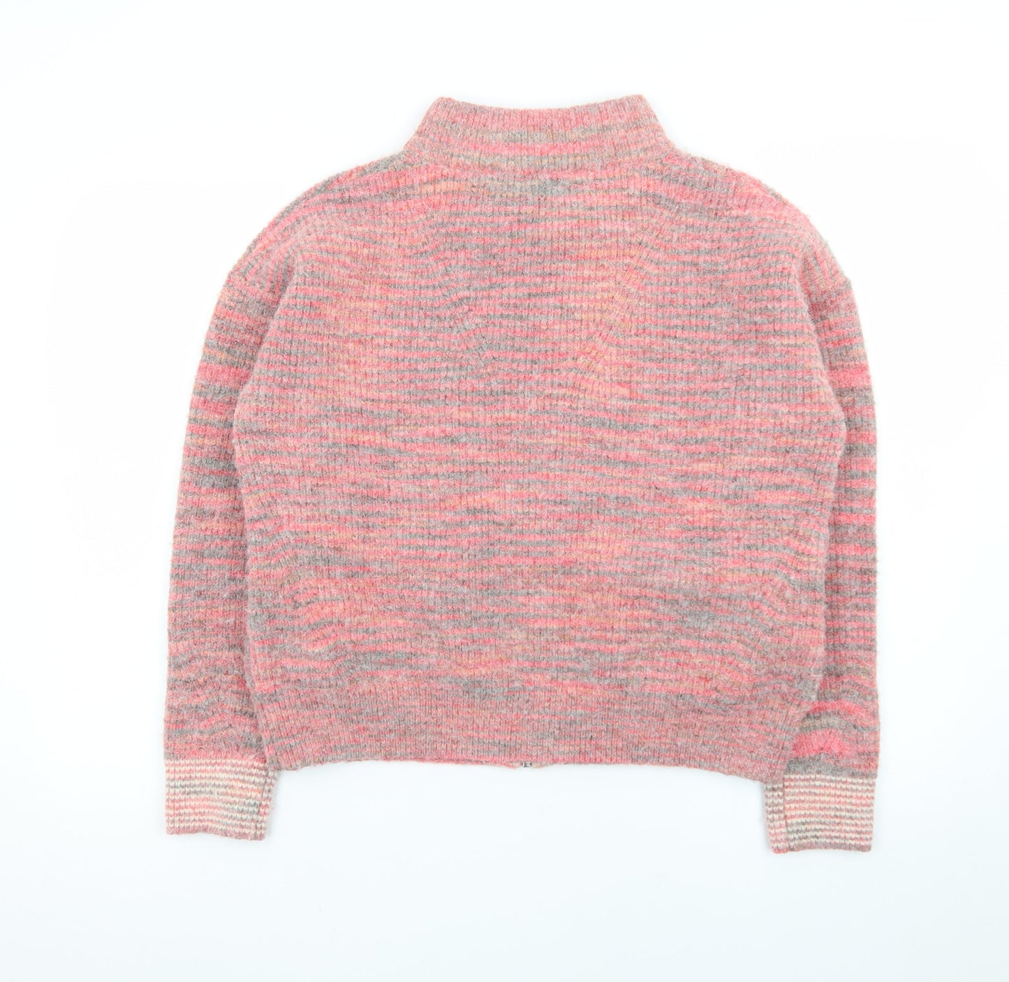 White Stuff Women's Pink Wool Blend Full Zip Jumper Size 10