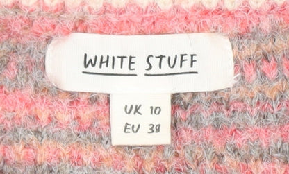 White Stuff Women's Pink Wool Blend Full Zip Jumper Size 10